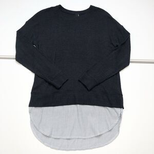 Bobi Los Angeles Size XS Tunic Top Black Long Sleeve Drop Shoulder Waffle Knit